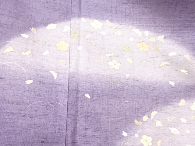  吹き寄せ模様手織り真綿紬訪問着